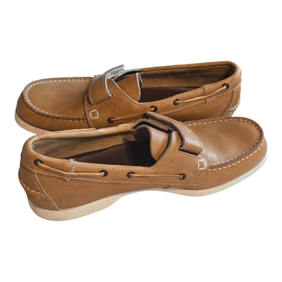 VTG John Hardy Men Shoes Sz 9D Tan Genuine Leather Loafers Slip On Y2k Rare